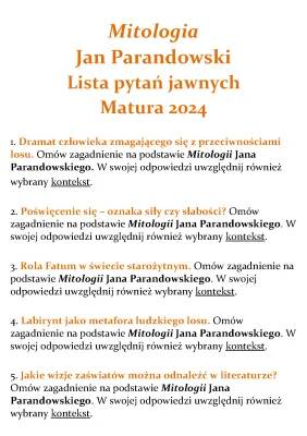 Pytania jawne Matura 2024 - Mitologia Parandowskiego, Odpowiedzi, Lektury