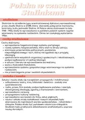 Stalinizm w Polsce 1948-56: Notatka i Prezentacja