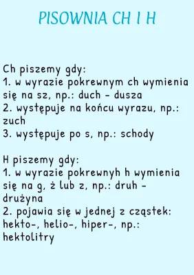 Zasady pisowni ch i h dla klasy 4: ćwiczenia i dyktando