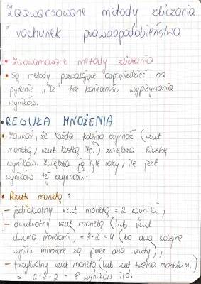 Rachunek Prawdopodobieństwa i Kombinatoryka: Reguła Mnożenia i Dodawania - Zadania i Wzory