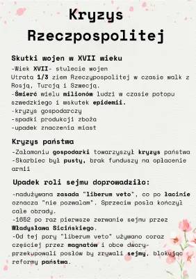 Skutki i konsekwencje wojen Rzeczpospolitej w XVII wieku