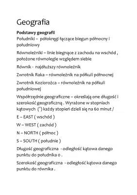 Geografia dla klasy 5-6: Notatki i pojęcia geograficzne