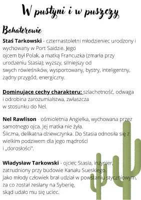 Opracowanie W Pustyni i w Puszczy - PDF, Streszczenie, Plan Wydarzeń i Bohaterowie