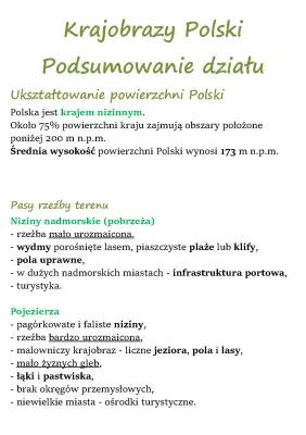 Krajobrazy Polski: Podsumowanie Klasa 5 - Tatry, Nizina Mazowiecka, Jura Krakowsko-Częstochowska