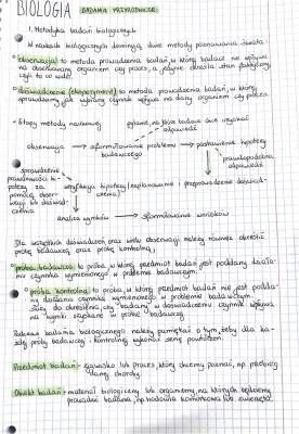 Badania Biologiczne: Metody i Etapy dla Klasa 1 - Notatki i Zadania