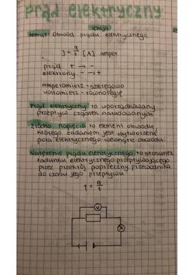 Prąd elektryczny klasa 8 - Wzór, Natężenie i Napięcie, Obwody PDF