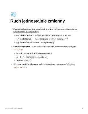 Ruch jednostajnie zmienny wzory i przykłady