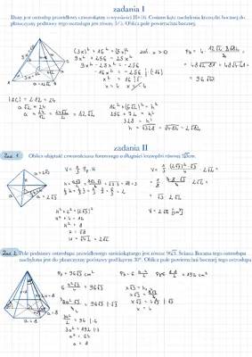 ostrosłupy matematyka - zadania z rozwiązaniami