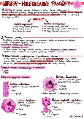 Wirusy molekularne pasożyty - notatka i prezentacja (Biologia rozszerzona PDF Nowa Era)