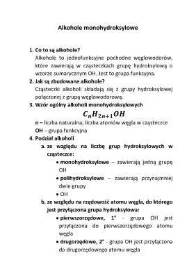 Alkohole monohydroksylowe i polihydroksylowe - przykłady, właściwości, zastosowanie