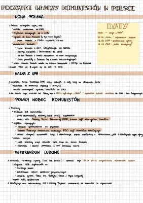 Początki Władzy Komunistów w Polsce Klasa 8 - Prezentacja i Notatka