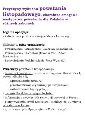 Powstanie listopadowe: Przyczyny, Przebieg, Skutki i Tajne Organizacje