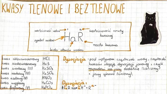 Wszystkie kwasy tlenowe i beztlenowe - wzory, właściwości, otrzymywanie i dysocjacja