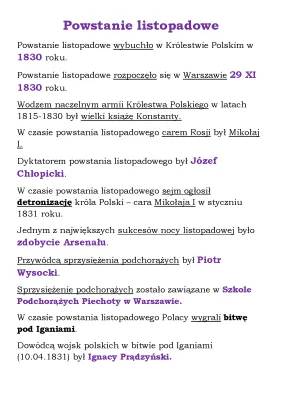 Powstanie Listopadowe - przebieg i bitwy, skutki i przyczyny w prostych słowach