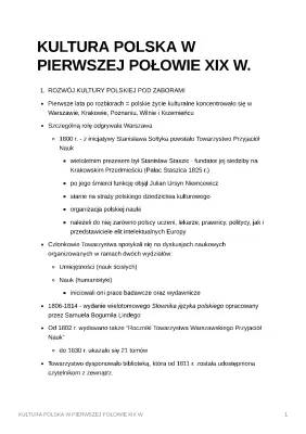 Kultura Polska XIX wiek - Notatka Klasa 7, Mesjanizm i Podziały