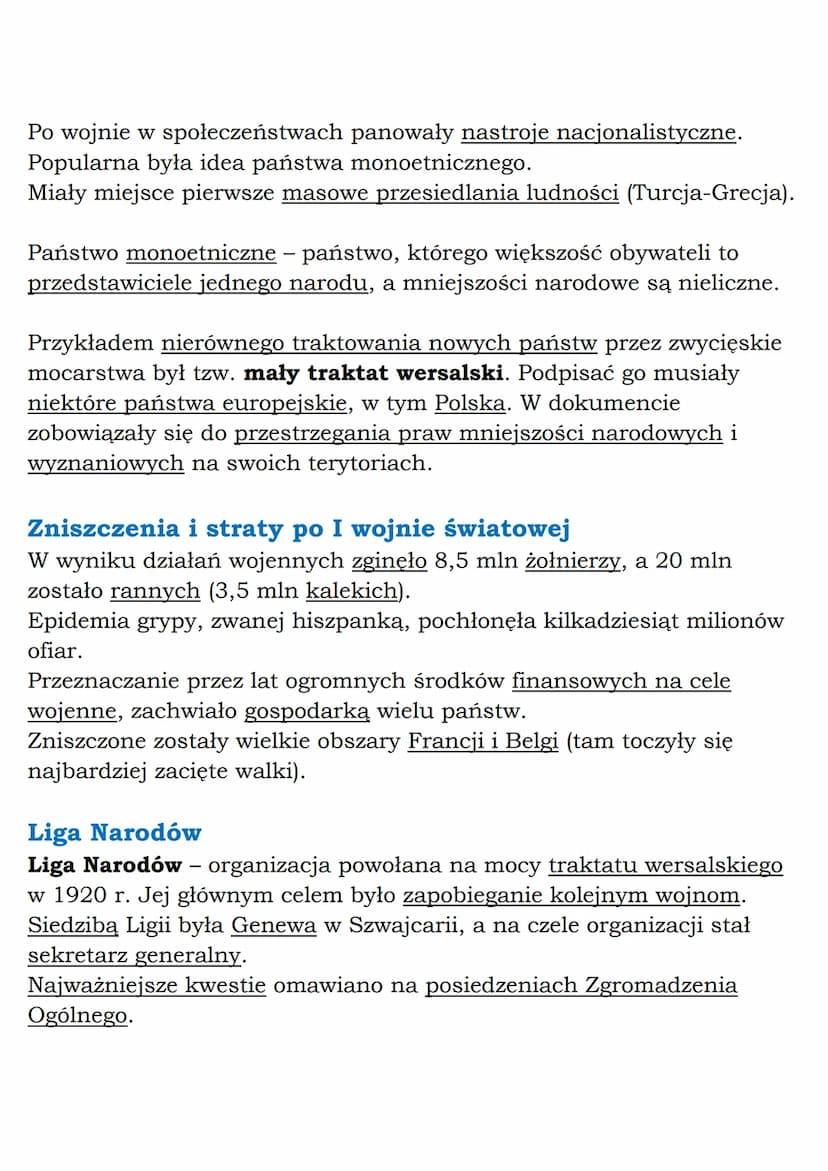 --- OCR Start ---
Traktat kończący wojnę z Niemcami podpisano 28 czerwca 1919 г.
w Wersalu.
W wyniku ustaleń traktatu pokojowego:
- Niemcy u