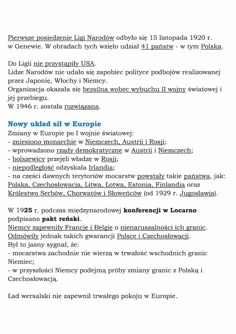 --- OCR Start ---
Traktat kończący wojnę z Niemcami podpisano 28 czerwca 1919 г.
w Wersalu.
W wyniku ustaleń traktatu pokojowego:
- Niemcy u