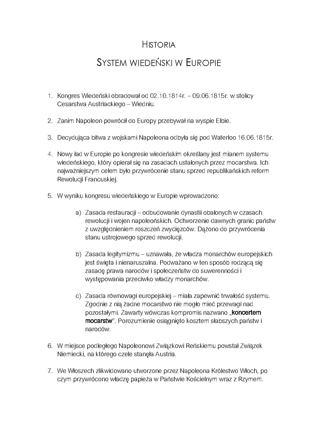 System Wiedeński w Europie - Kluczowe Informacje