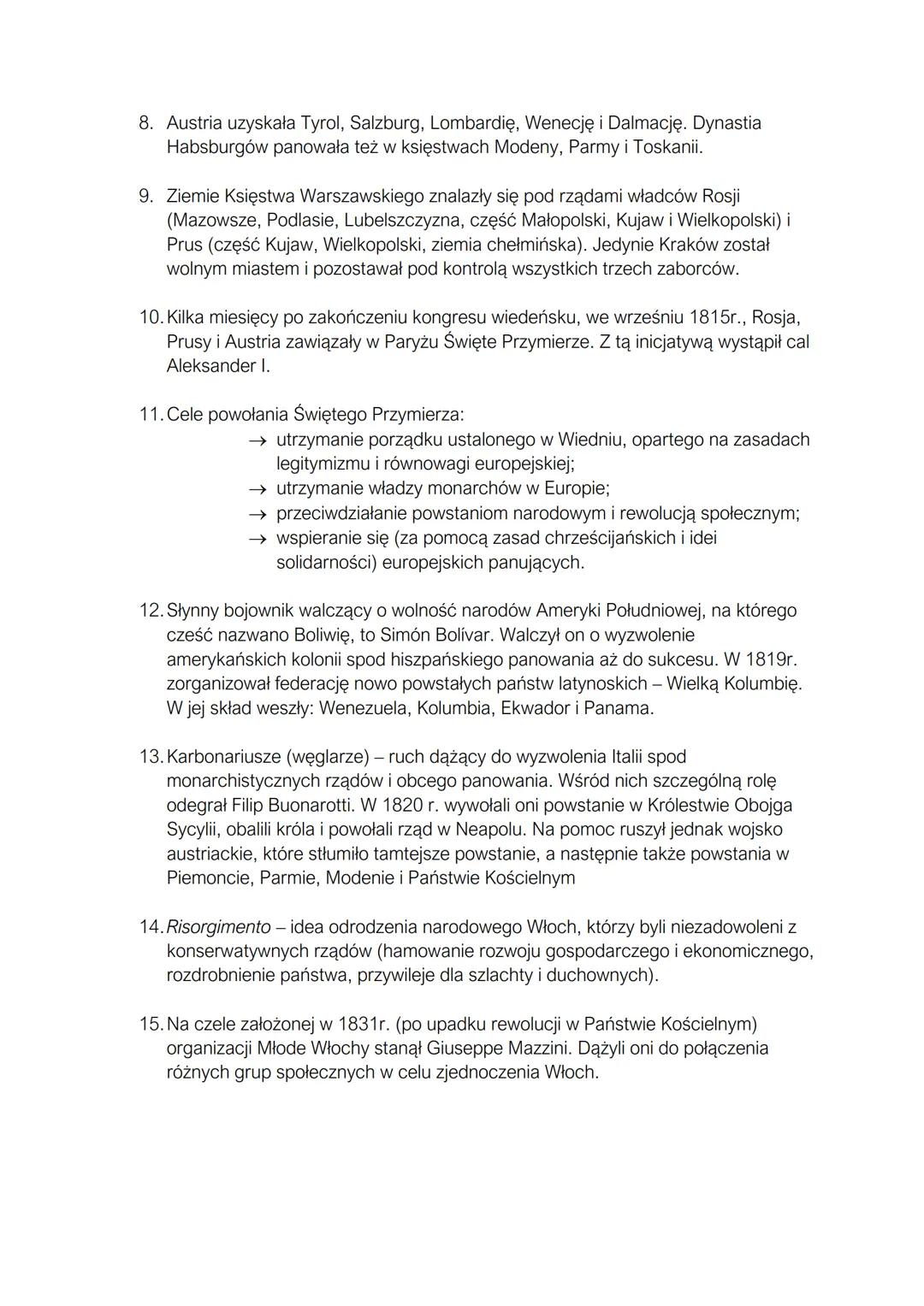HISTORIA
SYSTEM WIEDEŃSKI W EUROPIE
1. Kongres Wiedeński obradował od 02.10.1814r. - 09.06.1815r. w stolicy
Cesarstwa Austriackiego - Wiedni