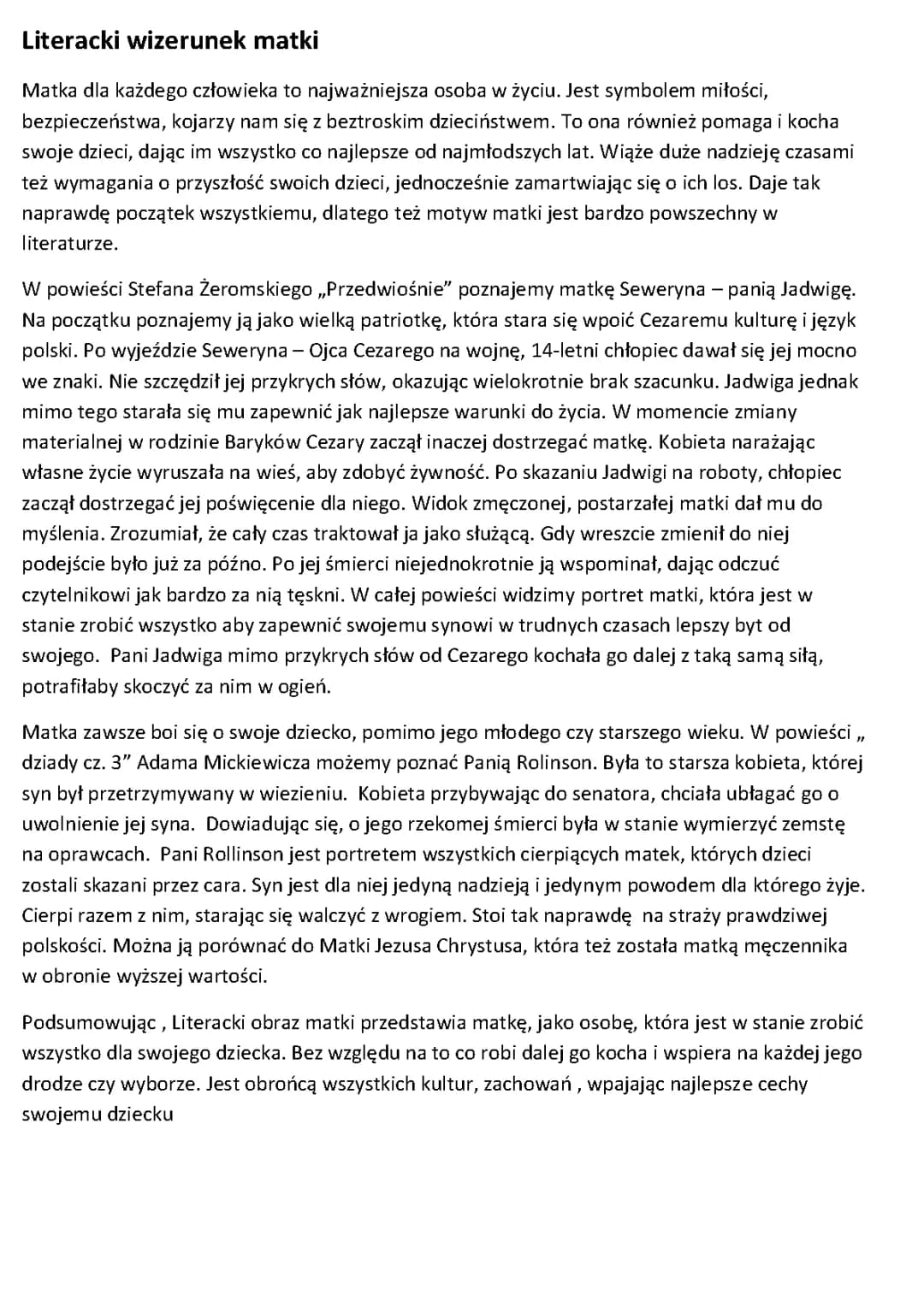 Literacki wizerunek matki i jej motyw w literaturze