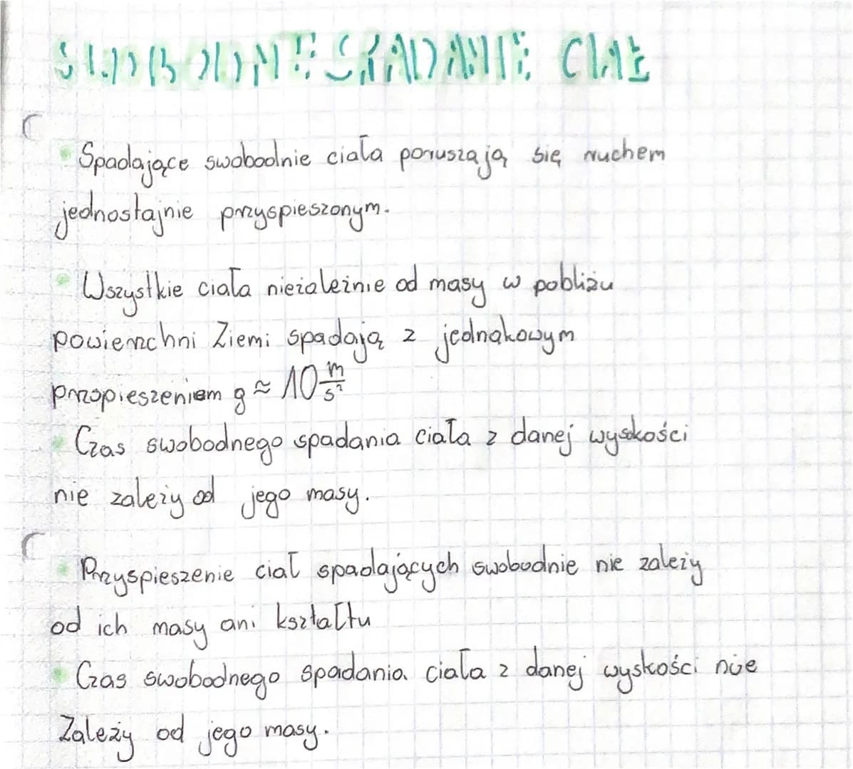 SLOBODNESRADANTE CLAE
ارب
Spadające swobodnie ciała poruszają się ruchem
jednostajnie przyspieszonym.
Wszystkie ciała niezależnie od
powierz
