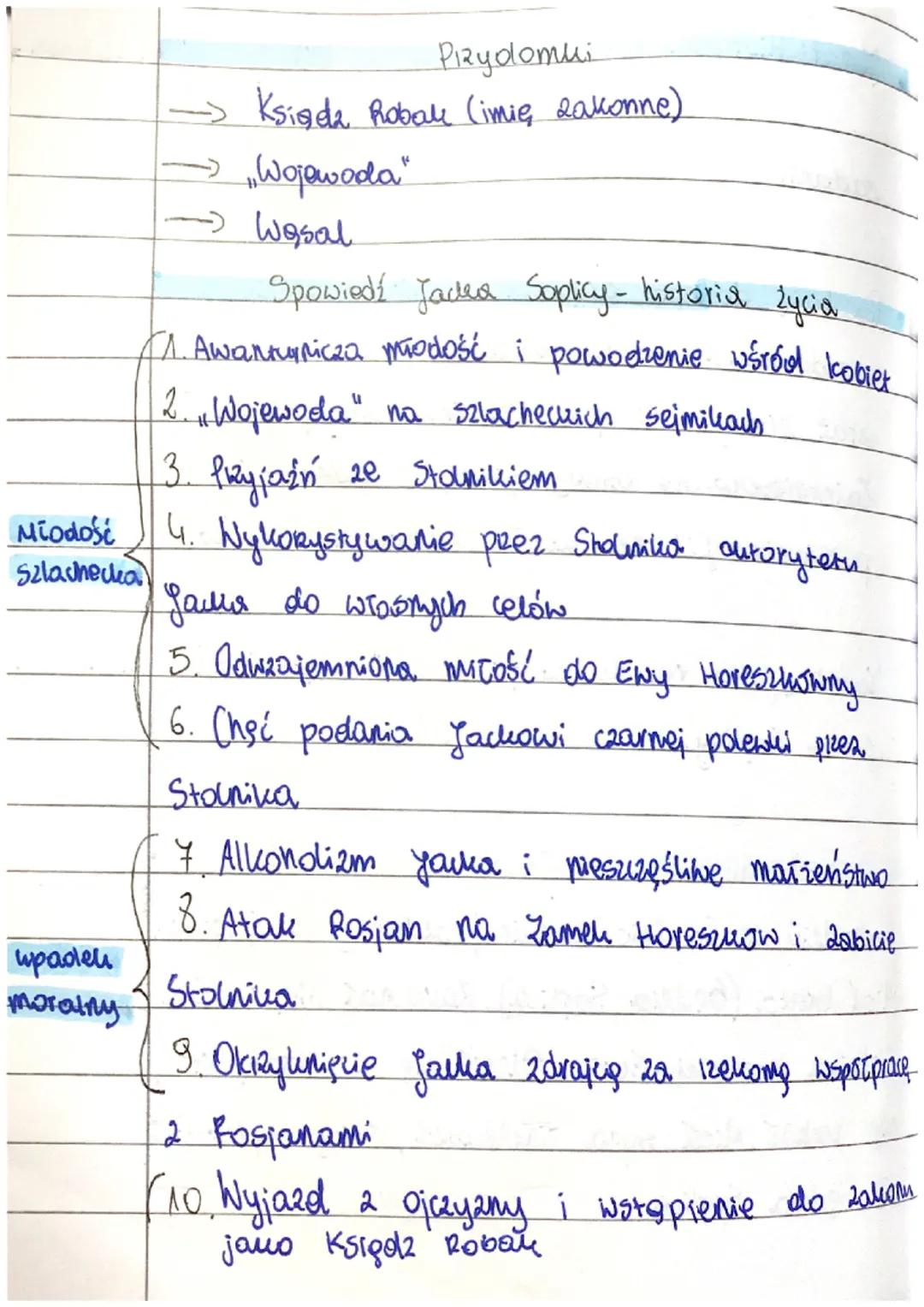 Pizyolomui
→ Ksigda Roball (imię, zakonne).
→
- Wasal
Spowiedź Jades Soplicy - historia życia
1. Awanturnicza młodość i powodzenie wśród kob