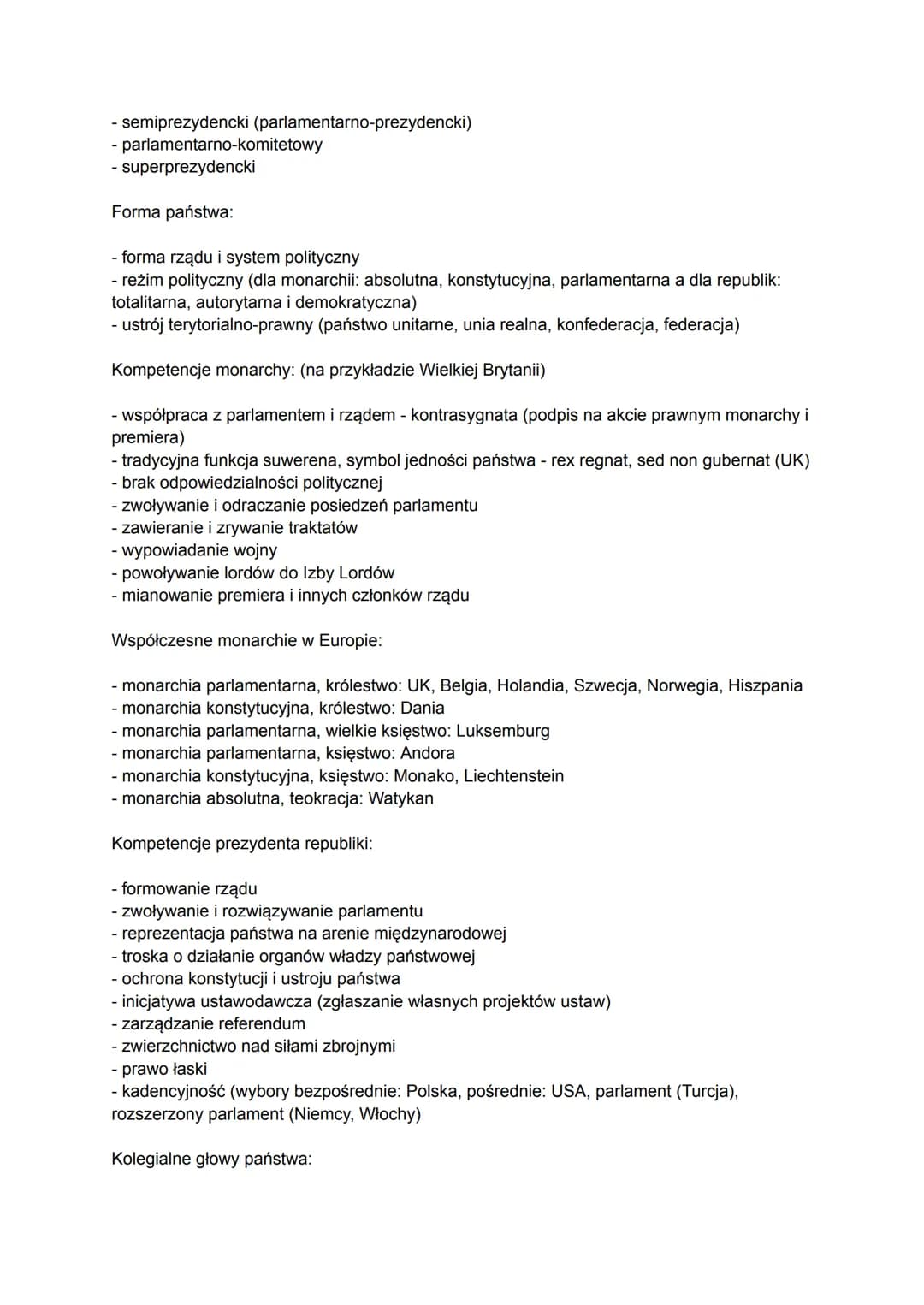 # Ustroje polityczne współczesnych państw
### Sprawowanie władzy
Podmioty władzy:
- zbiorowy suweren - ogół obywateli danego państwa (zasada