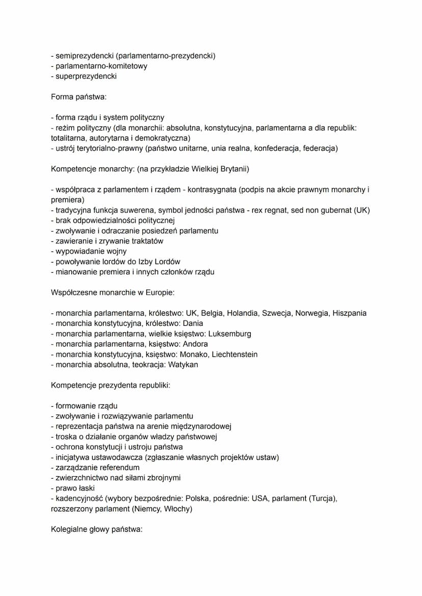 # Ustroje polityczne współczesnych państw
### Sprawowanie władzy
Podmioty władzy:
- zbiorowy suweren - ogół obywateli danego państwa (zasada