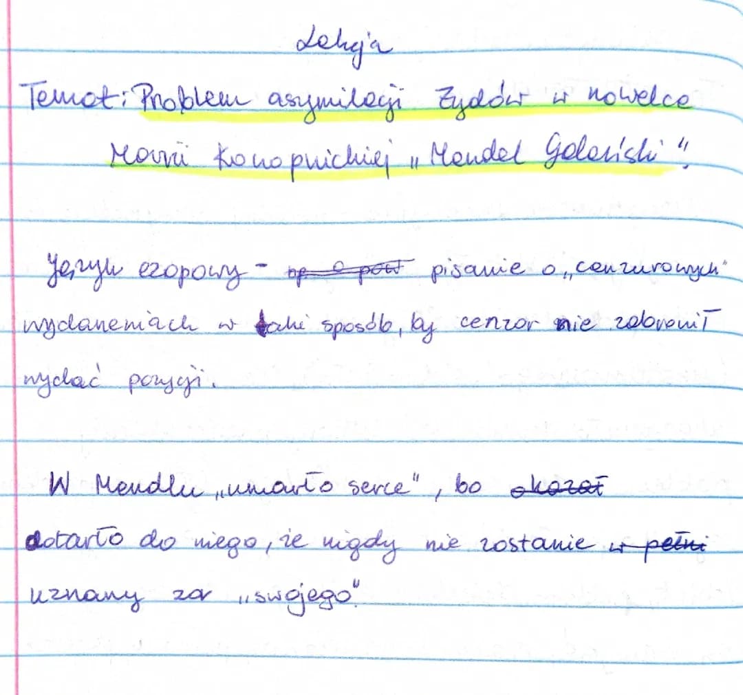 Mendel Gdański i Kamizelka - Streszczenie i Asymilacja Żydów