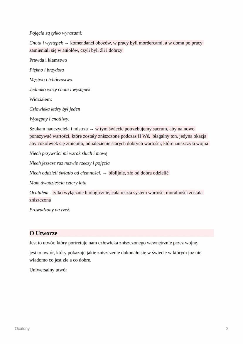 Ocalony
Autor
Tadeusz Różewicz
Tytuł
Ocalony - strona bierna, ktoś został ocalony, czyli nie miał wpływu na to, że został
ocalony, że jego s