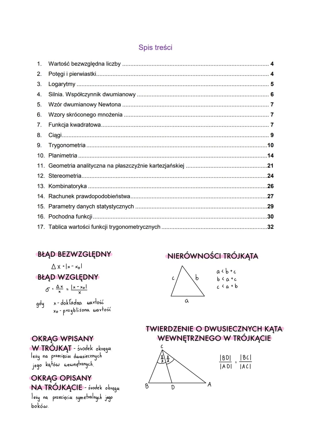1. Wartość bezwzględna liczby
2. Potęgi i pierwiastki..
3. Logarytmy
4. Silnia. Współczynnik dwumianowy
5. Wzór dwumianowy Newtona.
6. Wzory