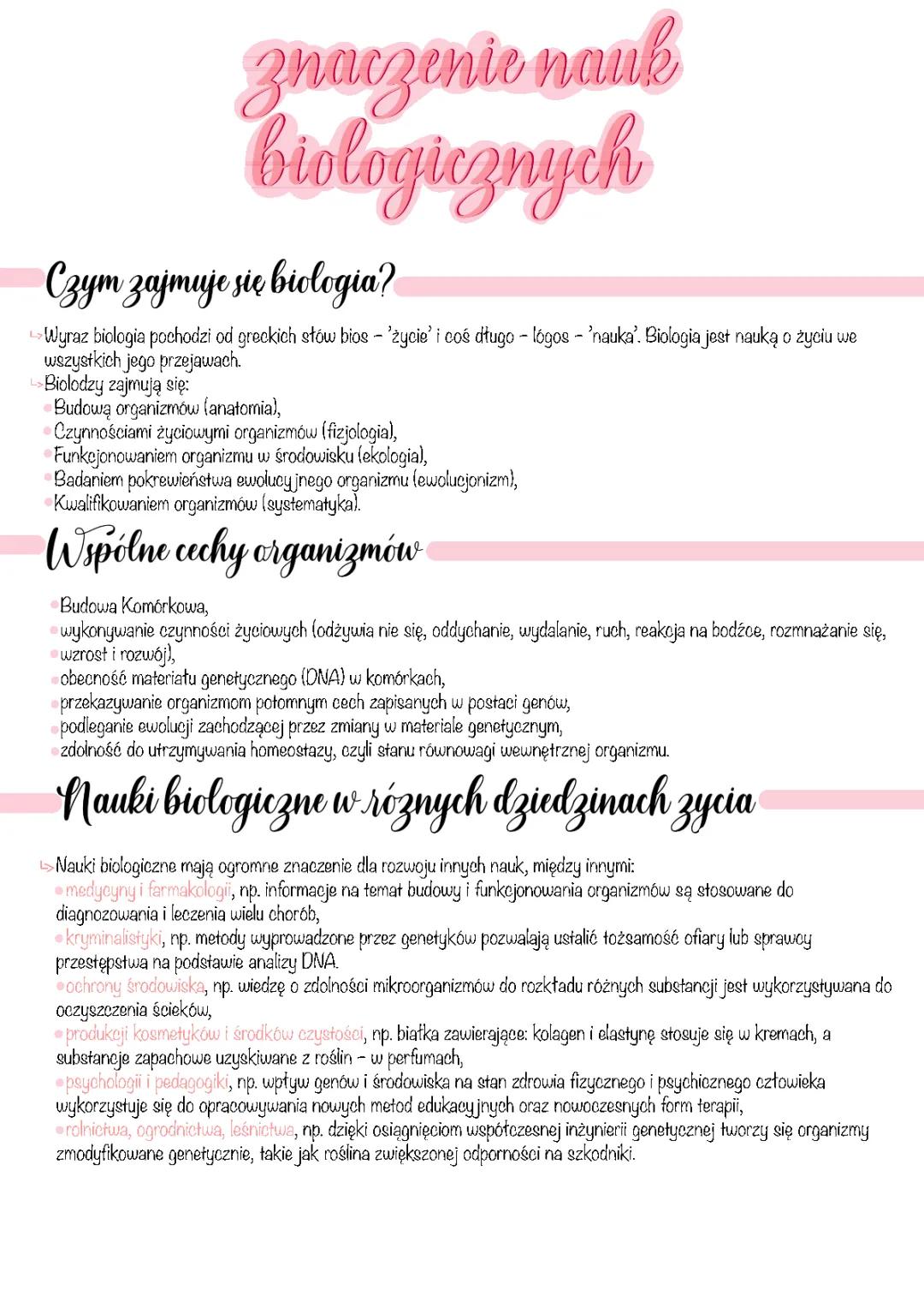 Znaczenie nauk biologicznych 