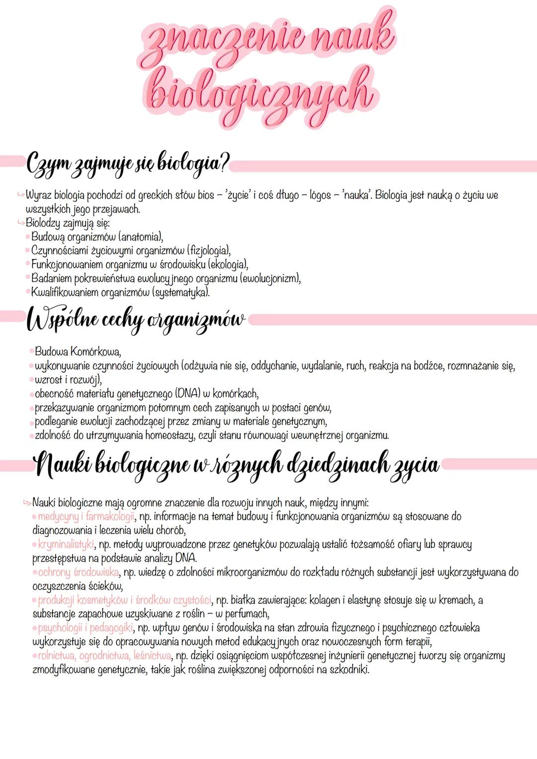 znaczenie nauk
biologicznych
Czym zajmuje się biologia?
Wyraz biologia pochodzi od greckich słów bios - 'życie' i coś długo - lógos - 'nauka