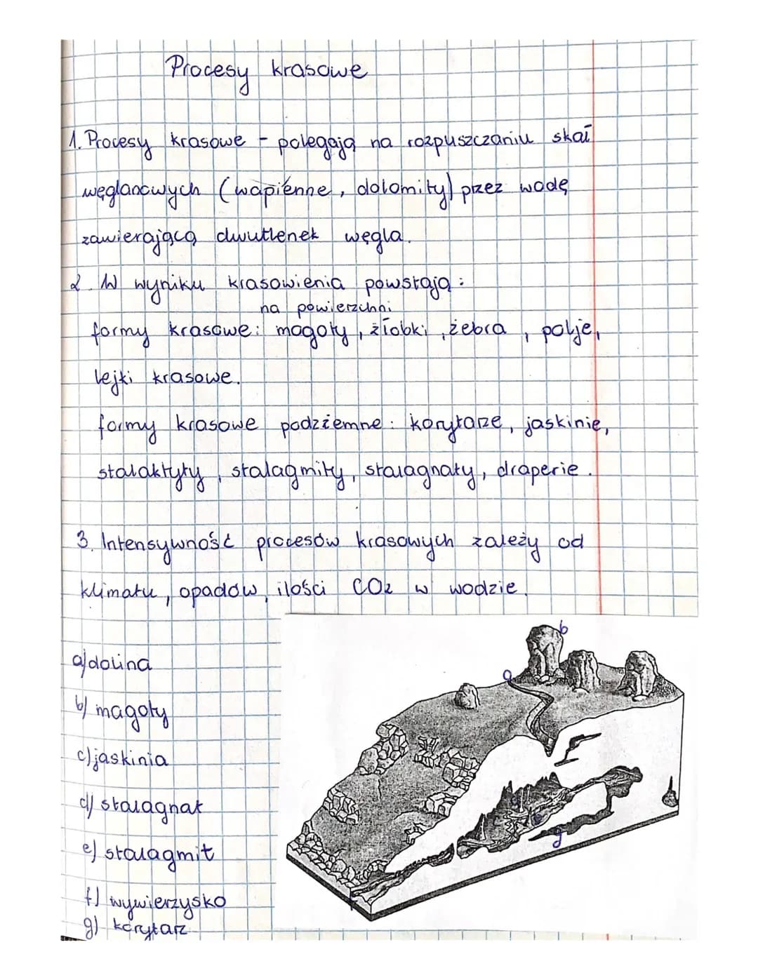 Procesy krasowe
1. Provesy krasowe palegaja na rozpuszczaniu skał
węglanowych (wapienne, dolomity) przez wodę
zawierającą dwutlenek węgla.
2