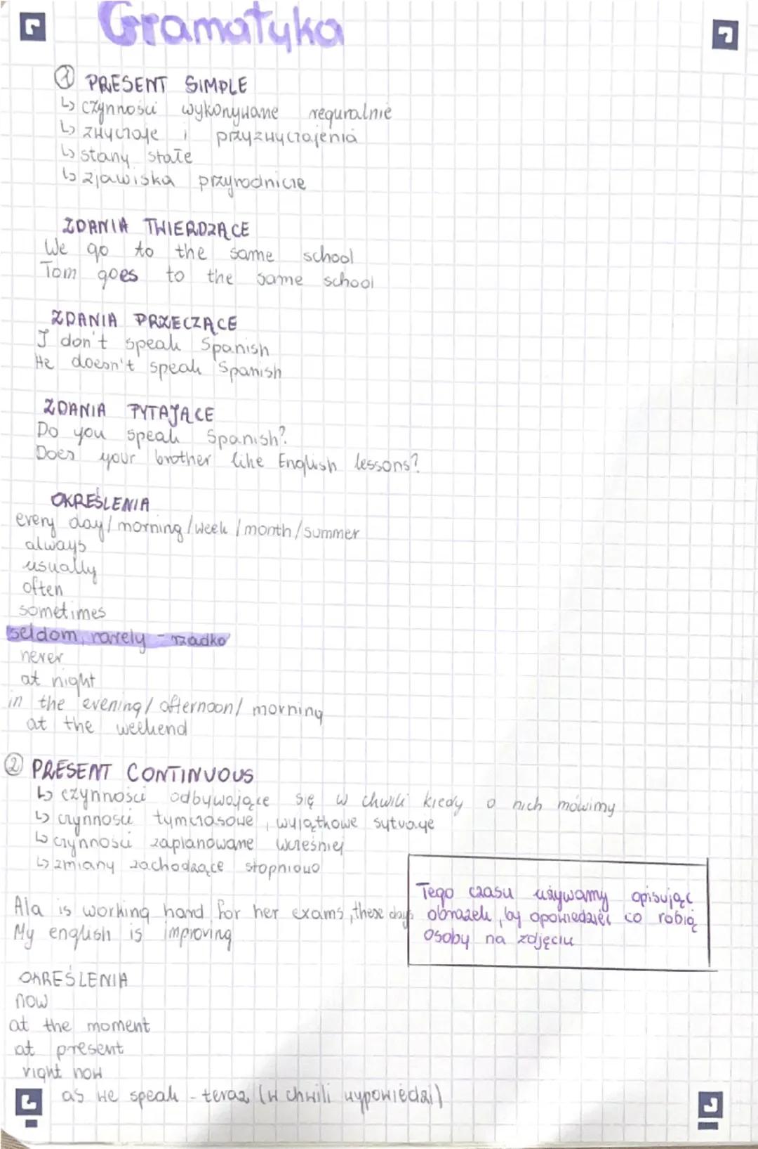 را
Gramatyka
PRESENT SIMPLE
czynności wykonywane requralnie
вянистоле
Lystany state
przyzwyczajenia
15 zjawiska przyrodnicze
ZDANIA TWIERDZĄ