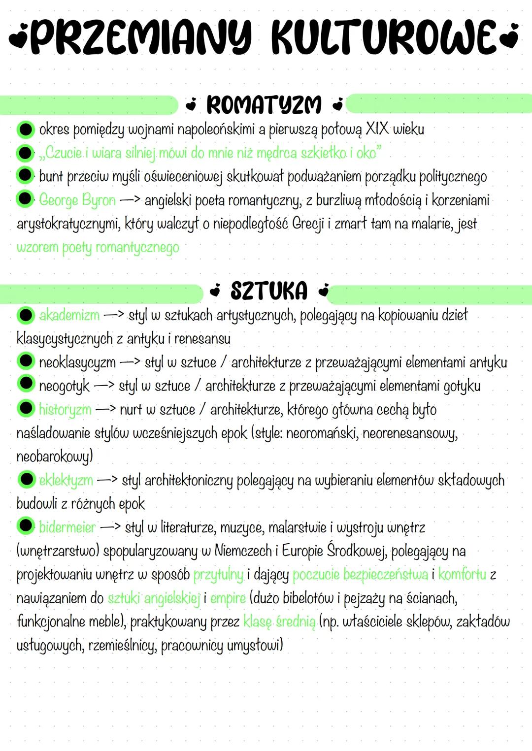 •PRZEMIANY KULTUROWE:
• ROMATYZM •
okres pomiędzy wojnami napoleońskimi a pierwszą połową XIX wieku
„Czucie.i wiara silniej.mówi do mnie niż