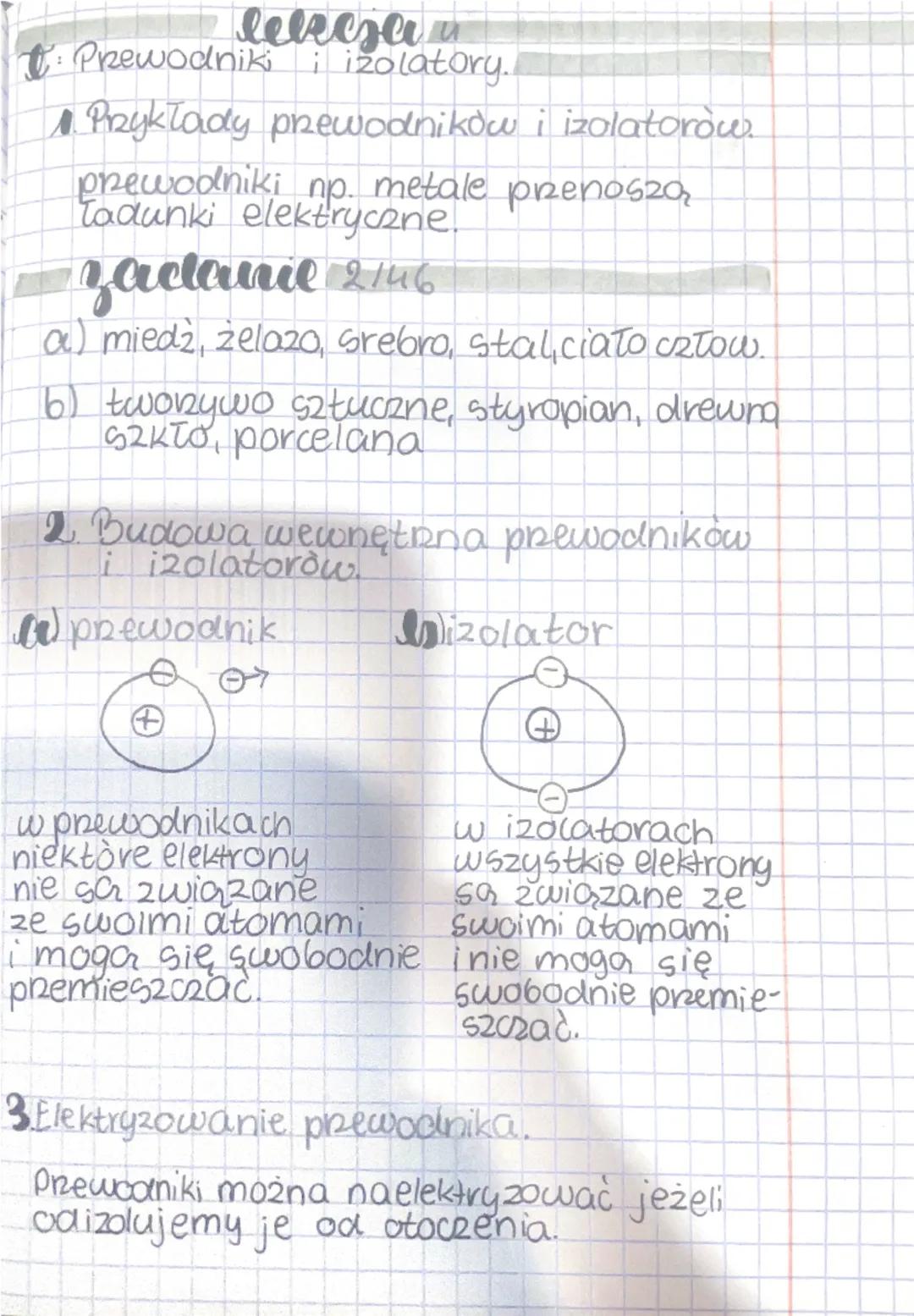 # leksa

1. Przewodniki i izolatory.

1. Przykłady przewodników i izolatorów.
przewodniki np. metale przenoszą
ładunki elektryczne.

zadanie