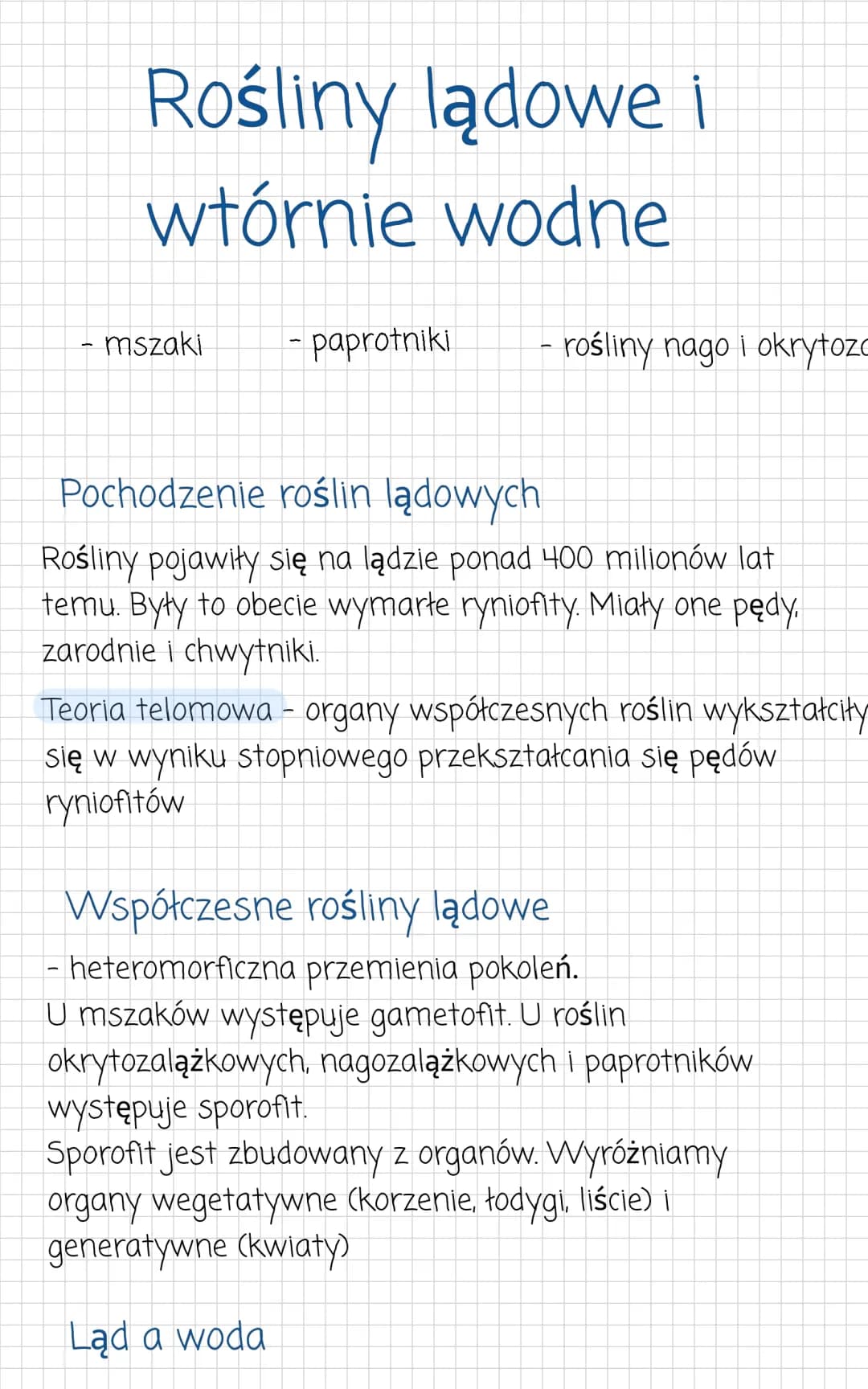 rośliny lądowe i wtórnie wodne