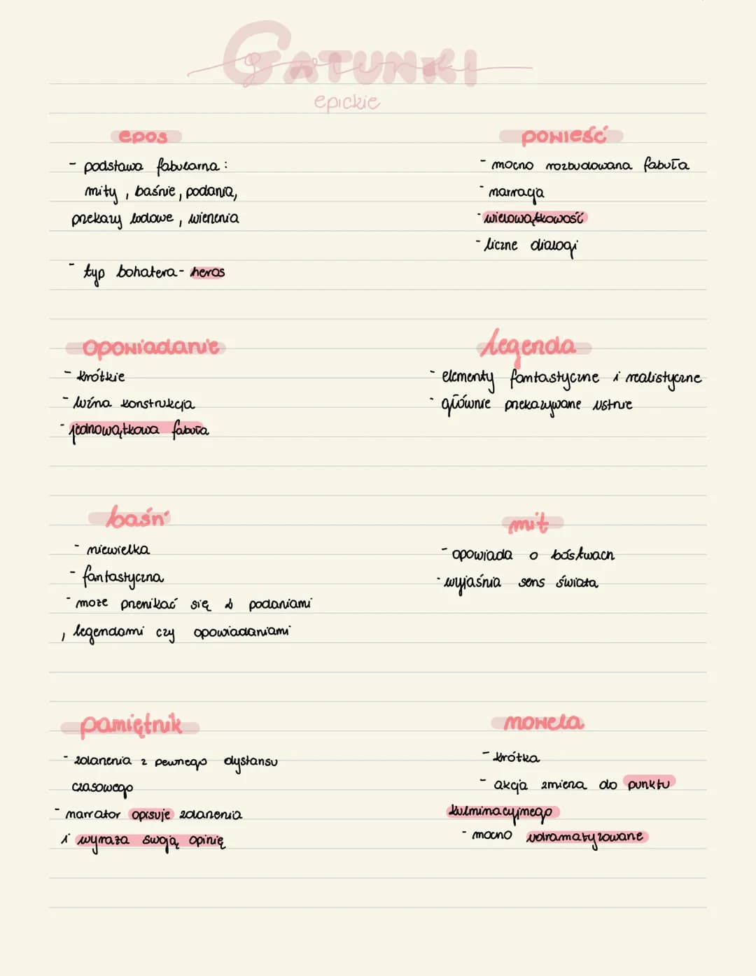 -
Rodzaje literackie
Epika
narrator
-Świat predstawiony
fabula
-utwór prozatorski
- brak
-rytm
- monolog liryczny
- myśli, wrazenia i prezyc