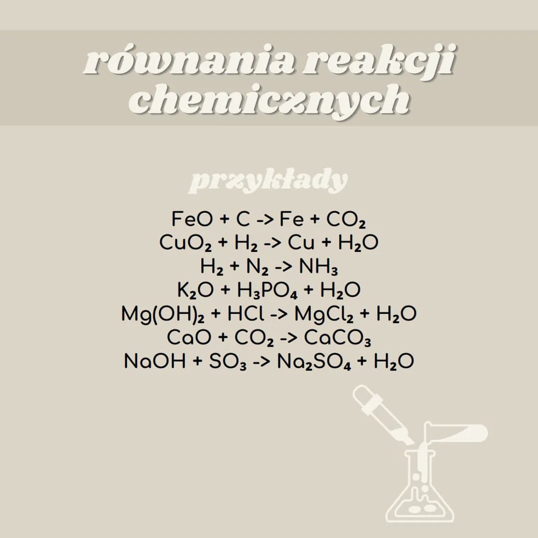 równania reakcji
chemicznych
czym jest równanie reakcji
chemicznej
Równanie reakcji chemicznej to umowny
zapis przebiegu reakcji chemicznej.