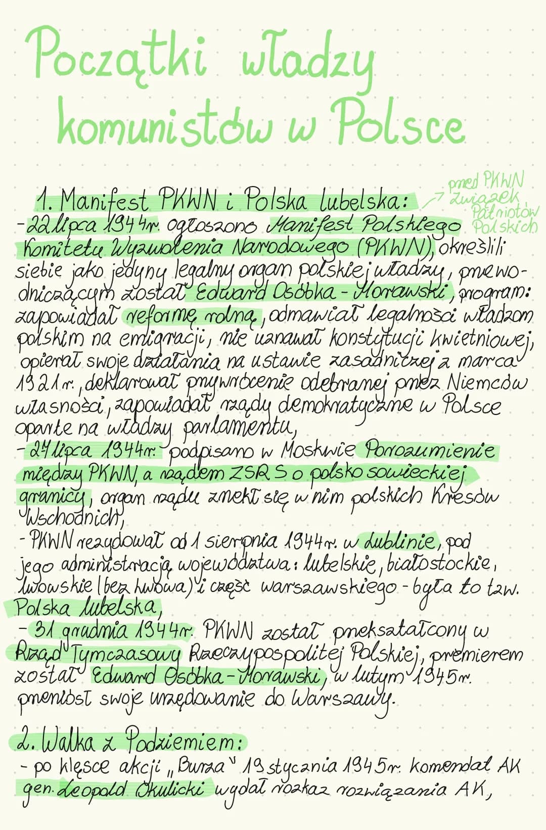Początki władzy komunistów w Polsce - Notatka dla uczniów klasy 8