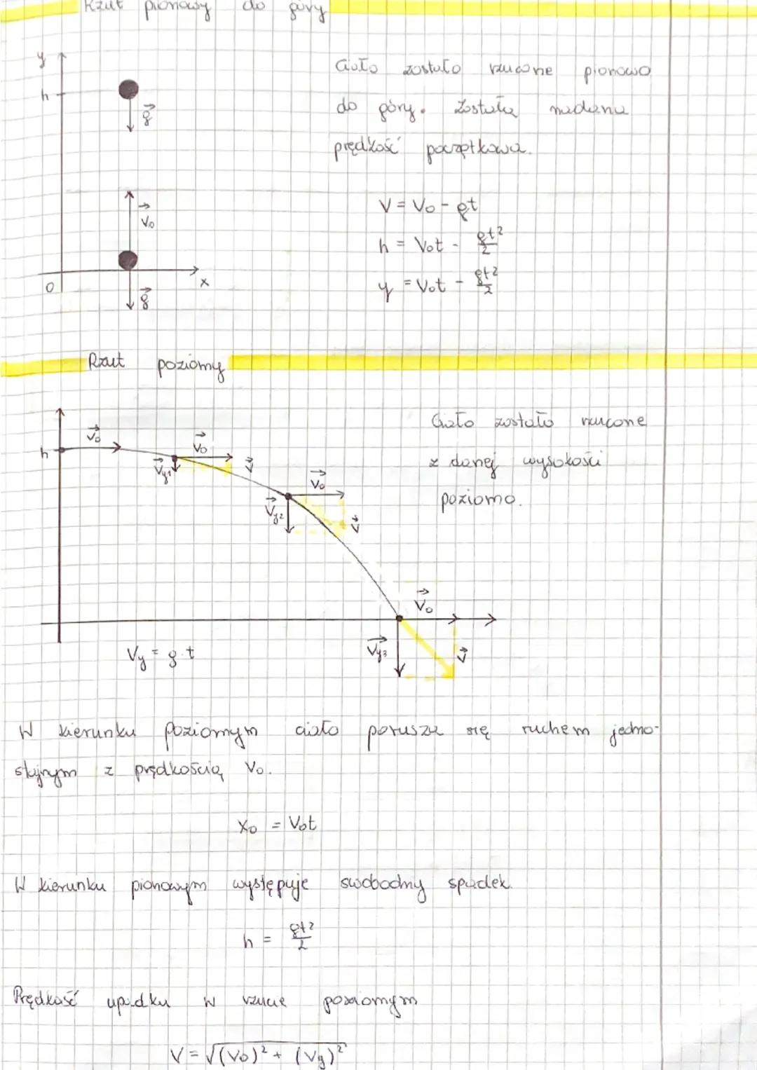 Wszystko
RZUT PIONOWY I POZIOMY
w polu grawitacyjnym spadar z przyspieszeniem ziemskim:
m
9 = 9,81 22²2²
Swobodny spadek
y₁
h
O
h
0
17
Rzut 