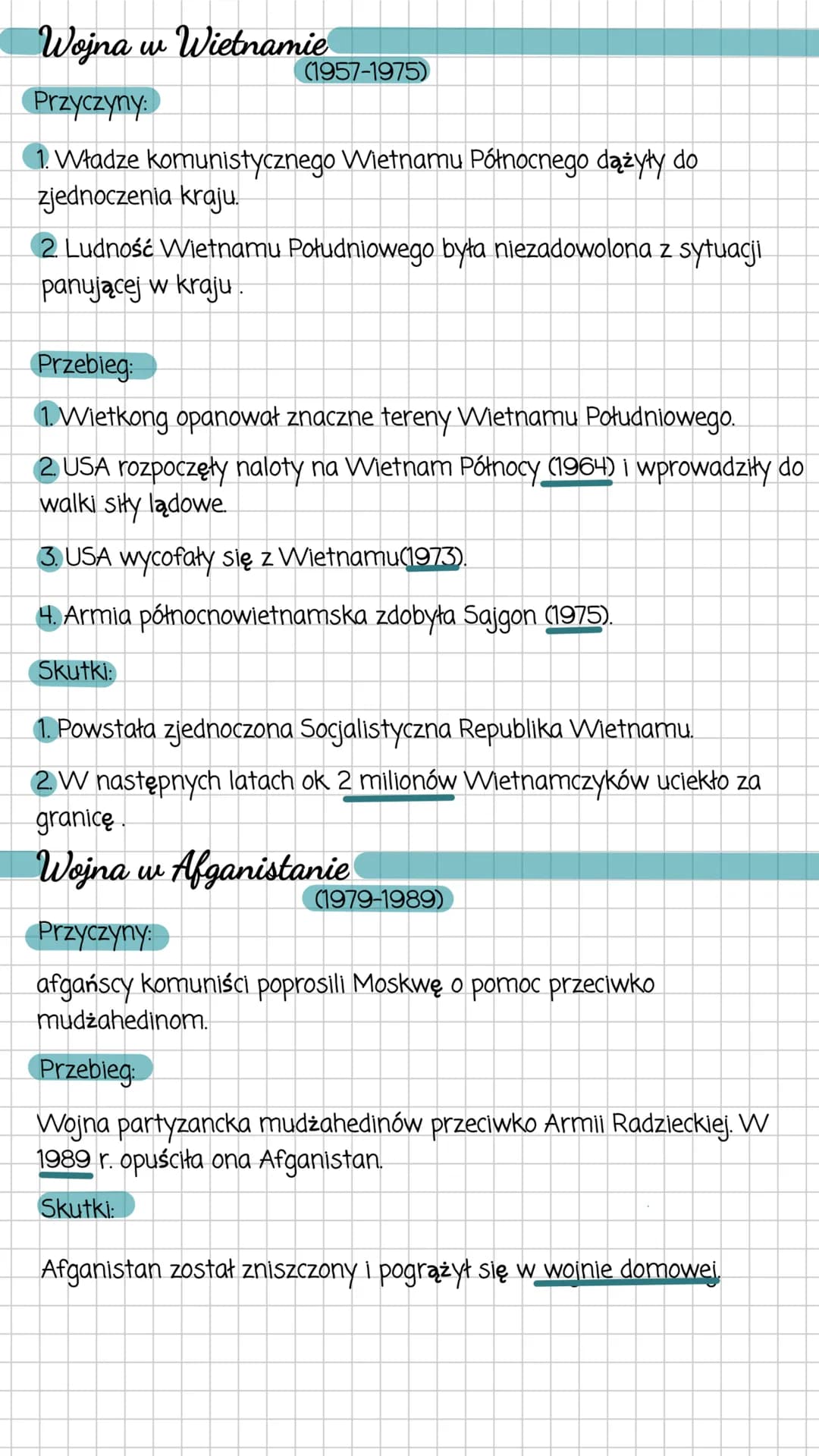 Historia
Wojna w Korei
Przyczyny:
1. Podział kraju na komunistyczną Koreę Północną i prozachodnią Koree
Południową.
1950-1953
Konflikty zimn