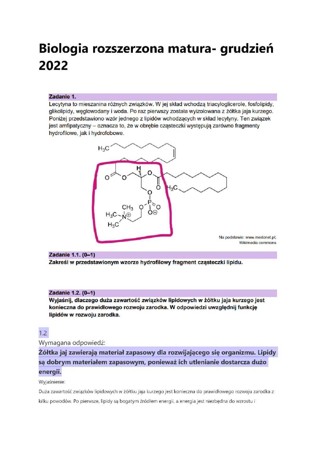Matura biologia rozszerzona część 1