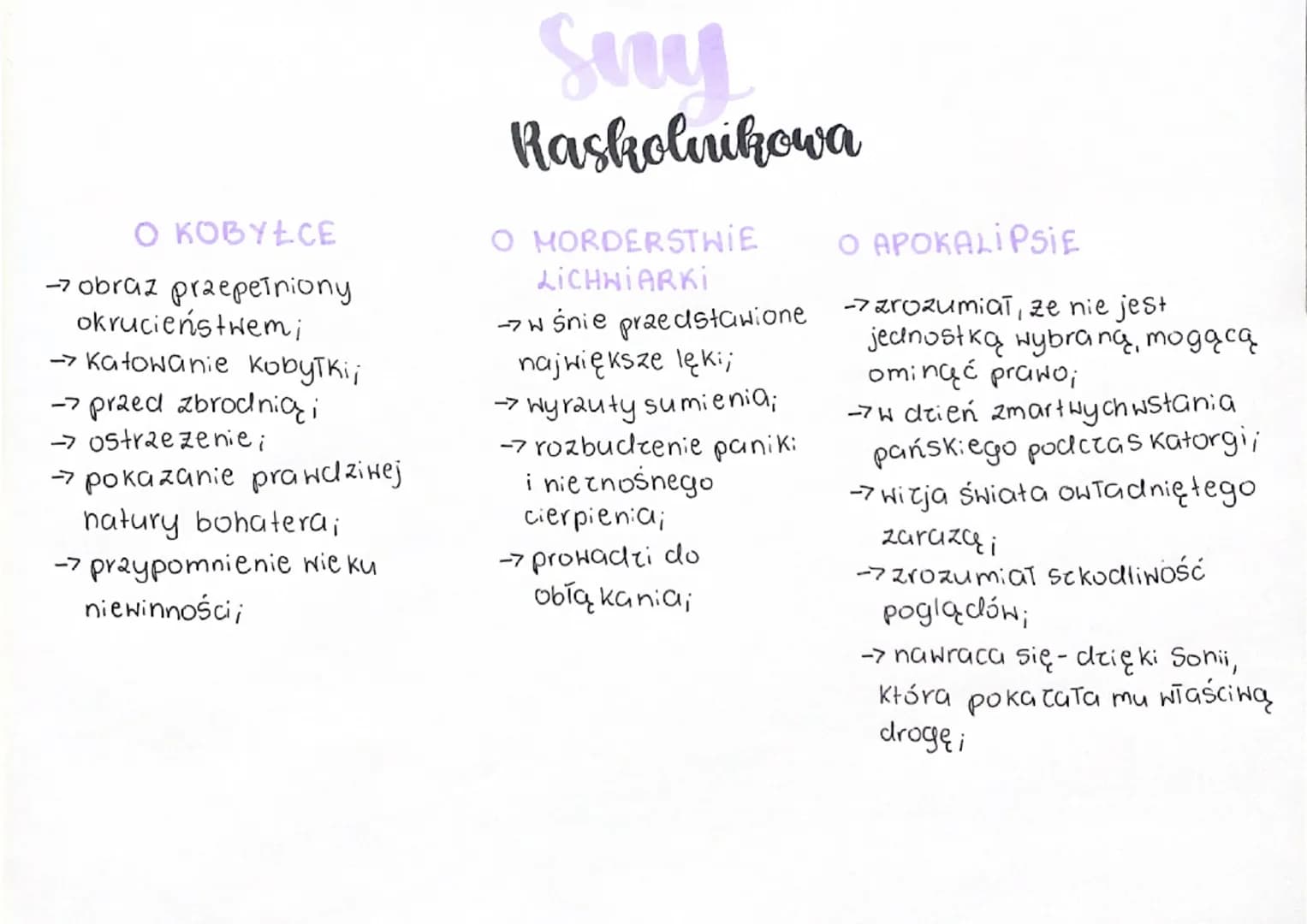 O KOBYŁCE
- obraz przepeiniony
okrucieństwem;
→→Katowanie kobyłki;
-> przed zbrodnią,
→ ostrzezenie;
→pokazanie prawdziwej
natury bohatera;

