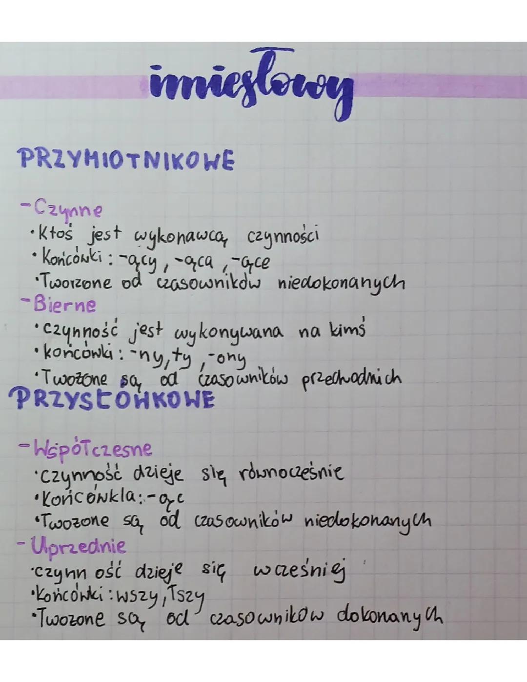 Imiesłowy - Nauka i Przykłady dla Klasy 7