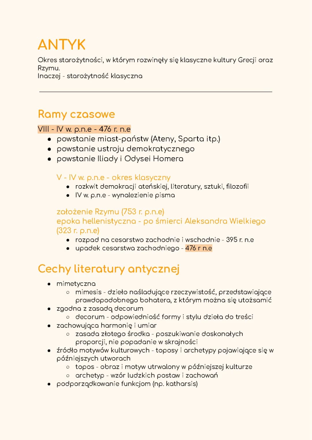 Antyk - opracowanie do matury, notatki PDF