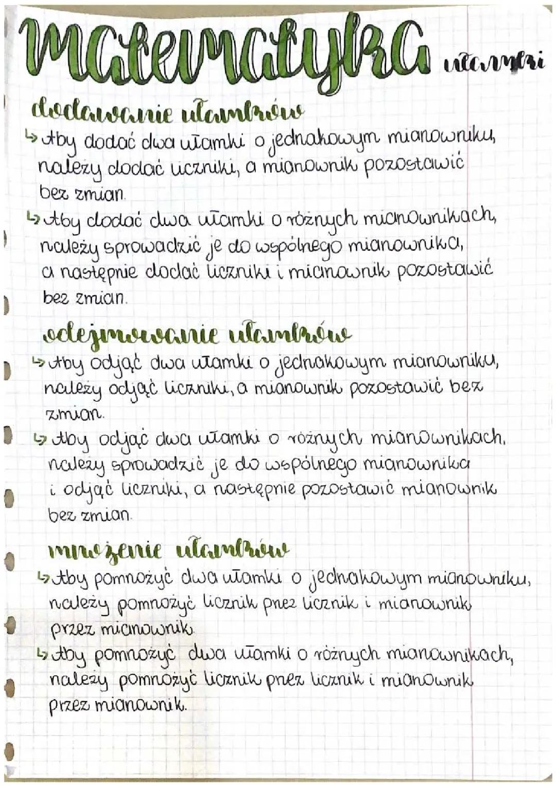 matematyka - ułamki zwykle 