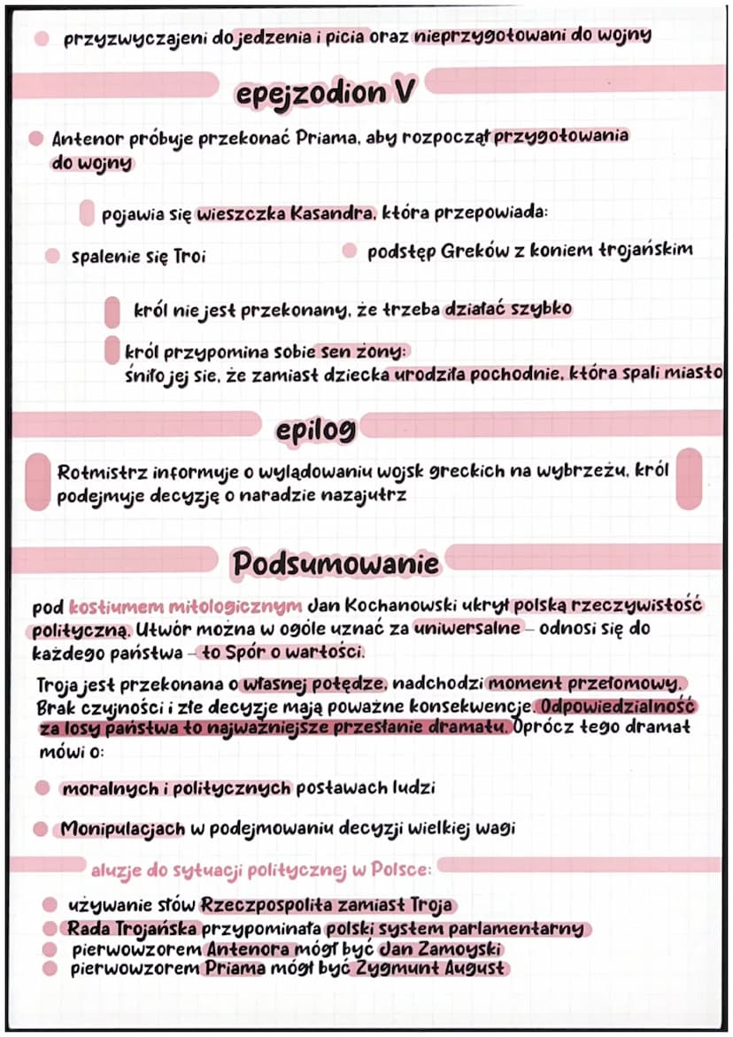 „Odprawa poslów greckich"
Jan Kochanowski
pierwszy polski dramat oparty na wzorcach antycznych
nawiązuje dolliady" Homera, chociaż w eposie 