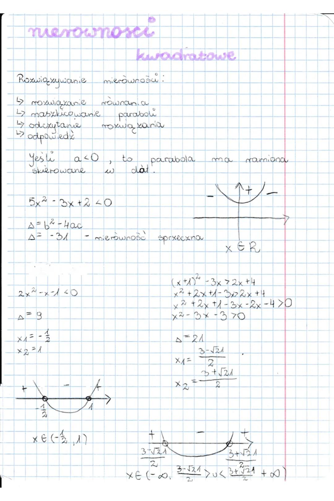 merownosci
Rozwiązywanie mierówności :
17 rozwiązanie
Ly maszkicowanie
LY
by odczytanie
odpowiedz
Yesti
skierowane
ако
2x²-x-1²0
A-9
×1₁² - 